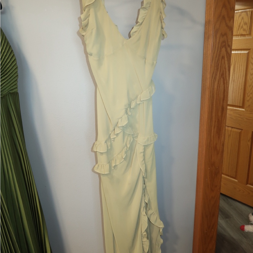 House of CB Pixie Olive Ruffle Maxi Dress